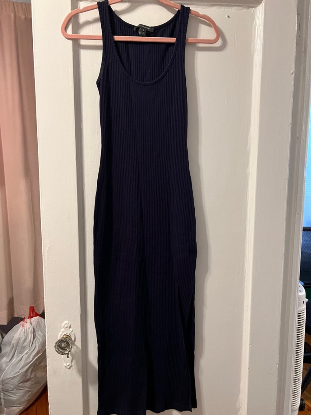 French Connection Navy Ribbed Tank Maxi Dress